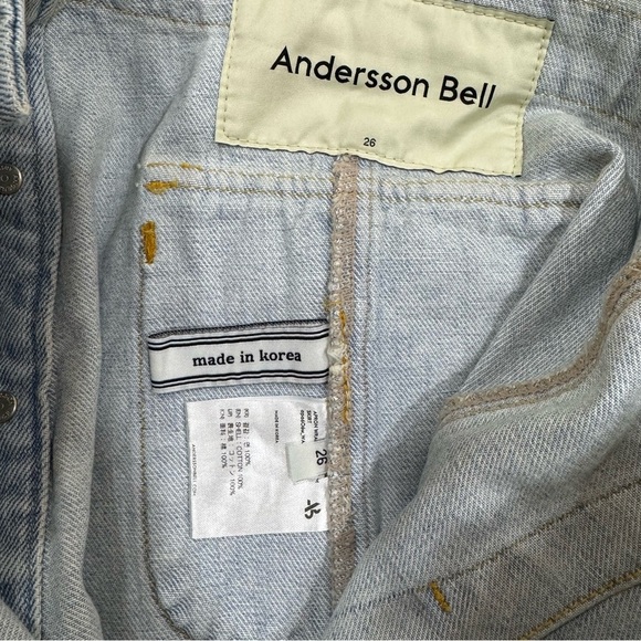 NWT Andersson Bell Skirt Size 26 XS-Small Blue Apron Pleated Denim Mini Skirt - Picture 11 of 13